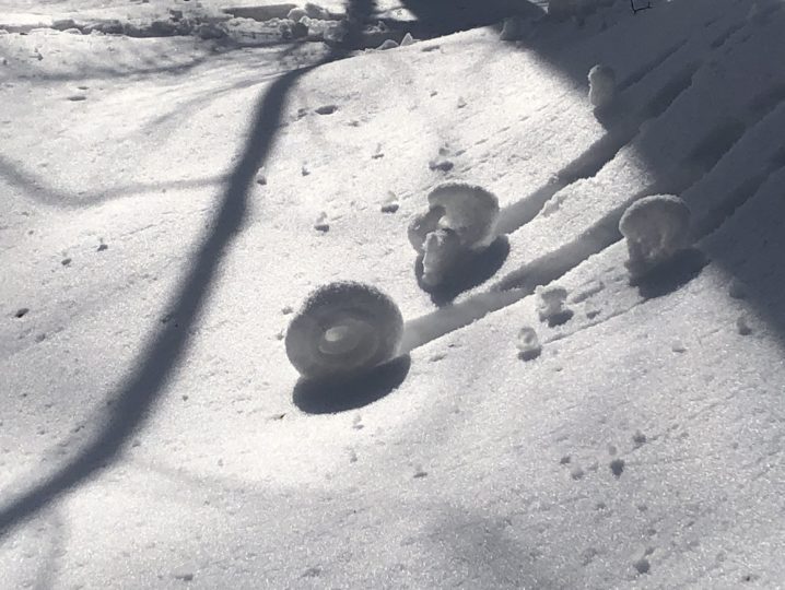 snow rollers on hill