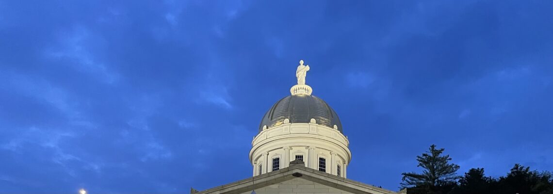 VT capitol building dome at night
