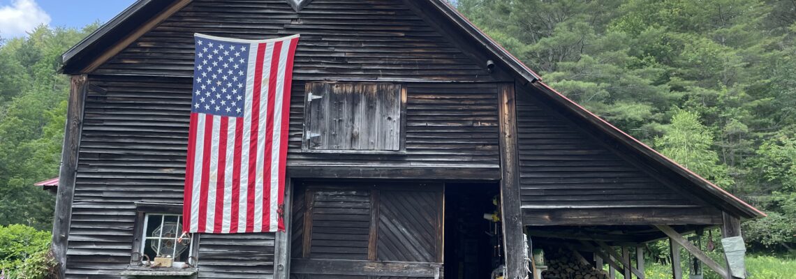 barn with American flag